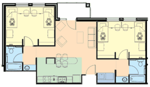 SIU Wall and Grand Two Bedroom Floor Plan